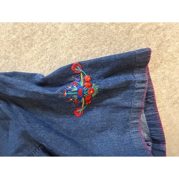 Capistrano Denim Embroidered 5X Patio Lounge Lace-up Dress Pockets Casual - Picture 10 of 10